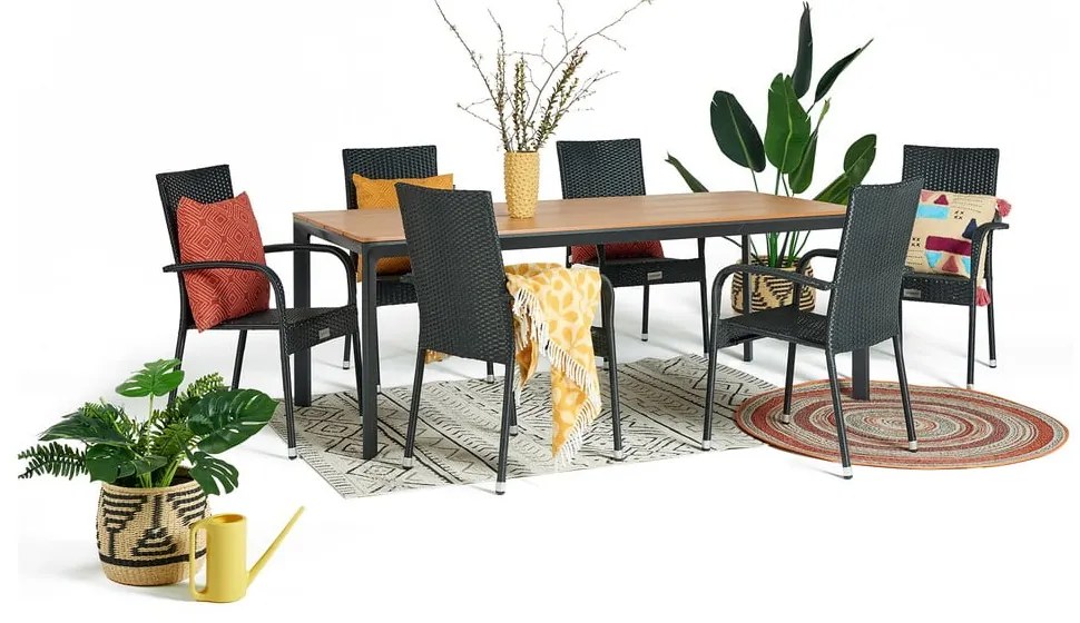 Čierna záhradná stolička z umelého ratanu Bonami Essentials Paris