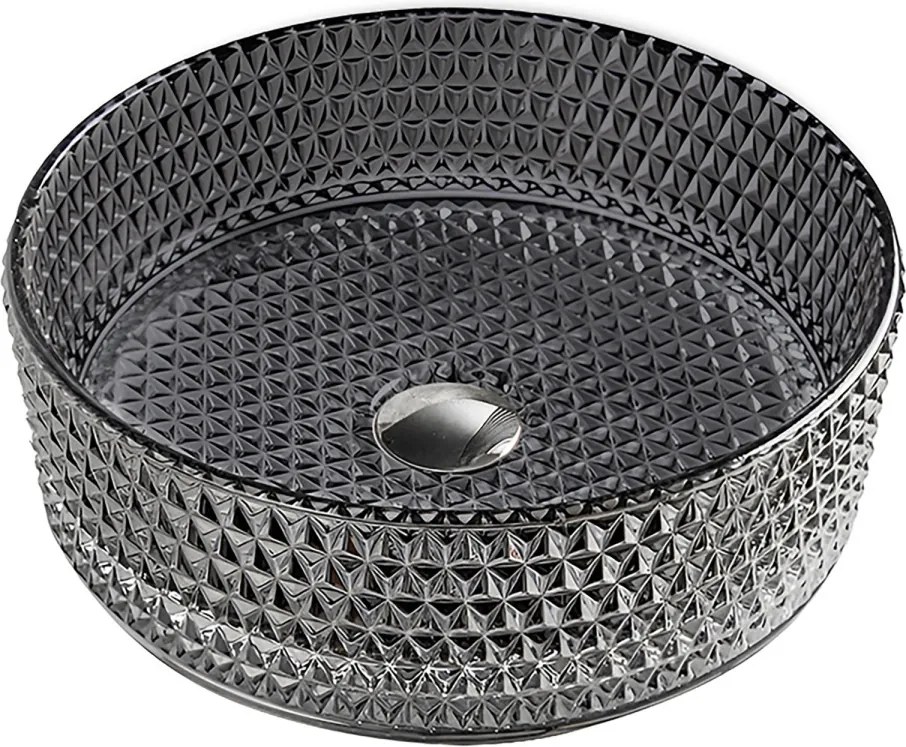 BPS-koupelny Sklenené umývadlo na dosku HYD-BRT1-BL-PL-360 36x12 cm, platina lesk