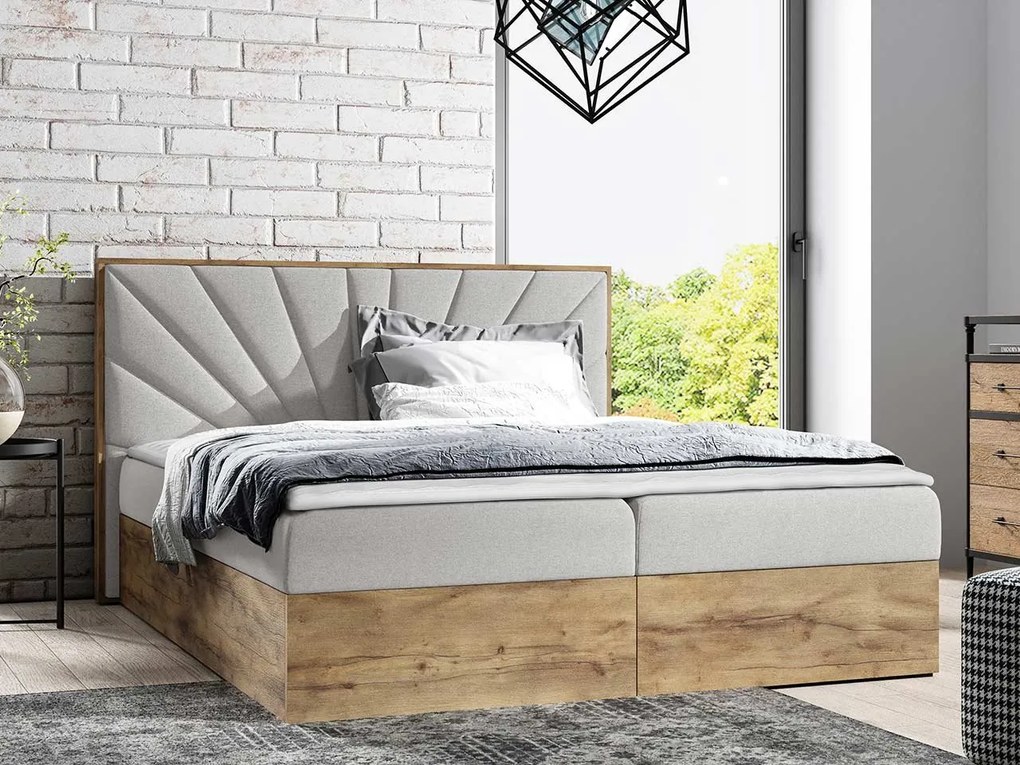 Kontinentálna posteľ Madaris 7, Rozmer postele: 140x200, Dostupné poťahy: dub lancelot + Faro 5