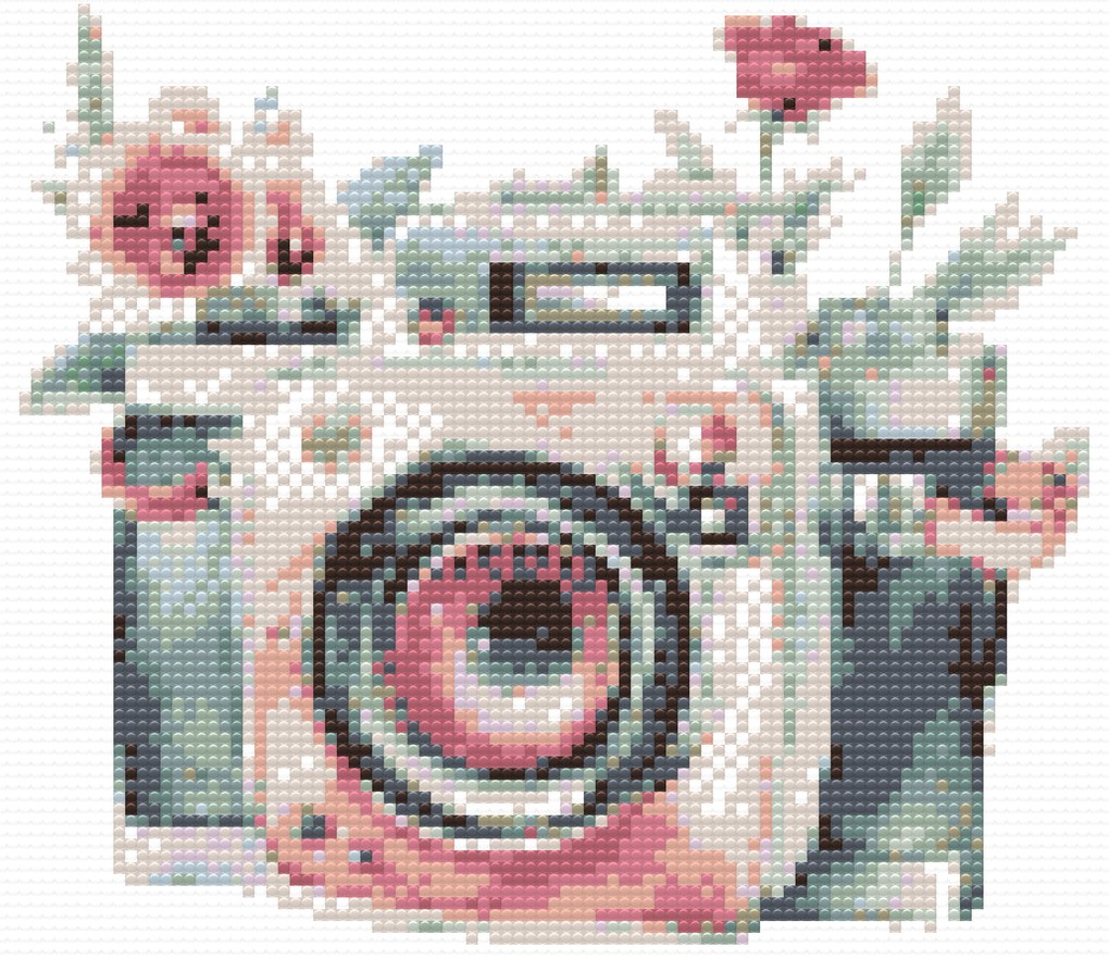Gario Diamantové maľovanie Kvetinový fotoaparát 2 Rozmery: 50 x 50 cm, Rámovanie: Iba zrolované plátno, Diamanty: Štvorcové