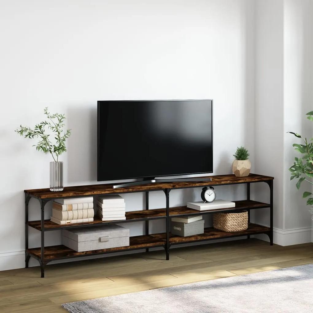 TV skrinka dymový dub 180x30x50 cm kompozitné drevo a kov 826756