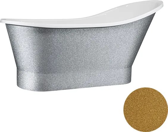 Besco Voľne stojaca vaňa z liateho mramoru Gloria Glam G 150x67 (160x67,5) BESCO-Rozmery: 150x67, BESCO-Farba: Biela/strieborná