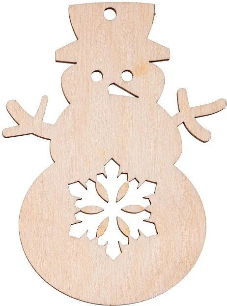 ČistéDrevo Drevená vianočná výzdoba - snehuliak