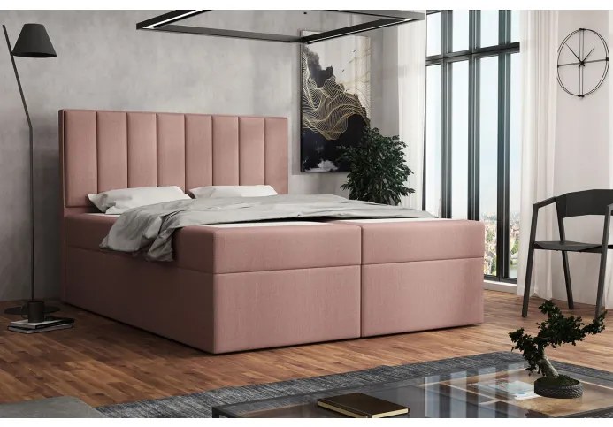 Čalúnená posteľ boxspring 160x200 SAMANTA - ružová 1