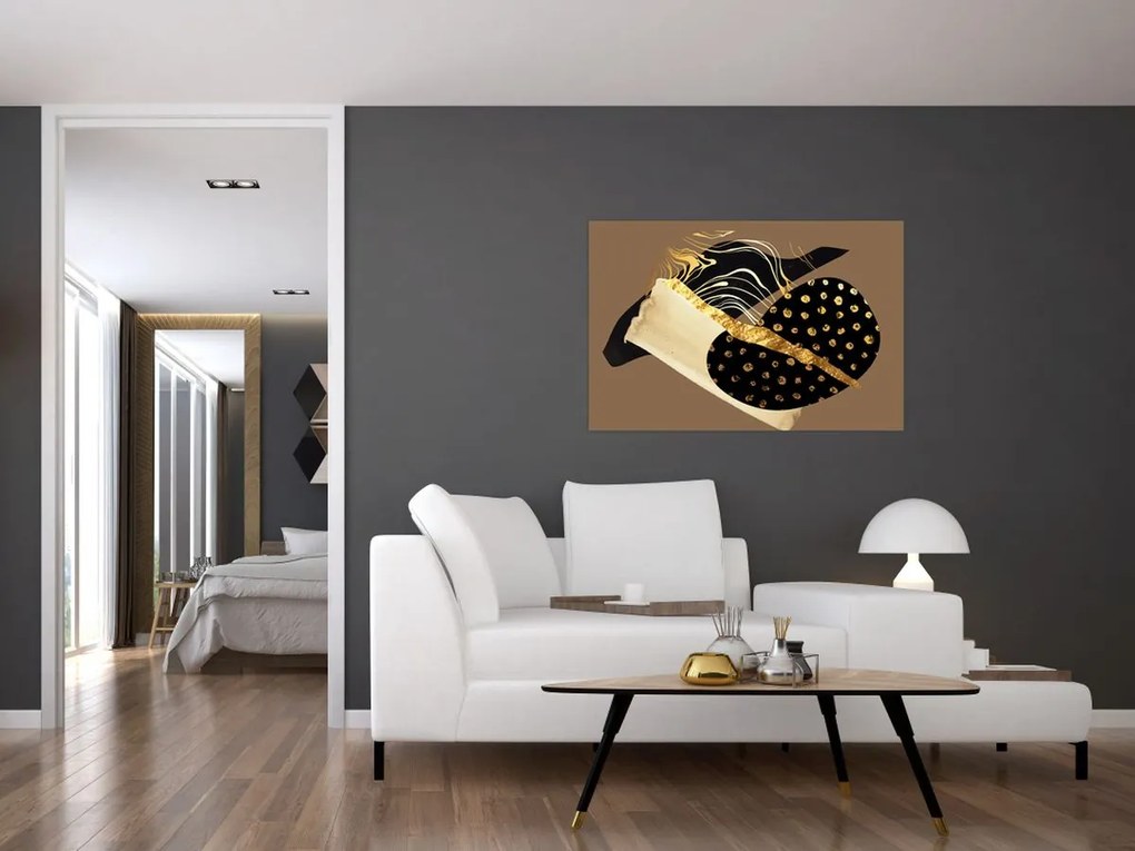 Obraz - Abstrakcia golden brown N⁰1 (90x60 cm)