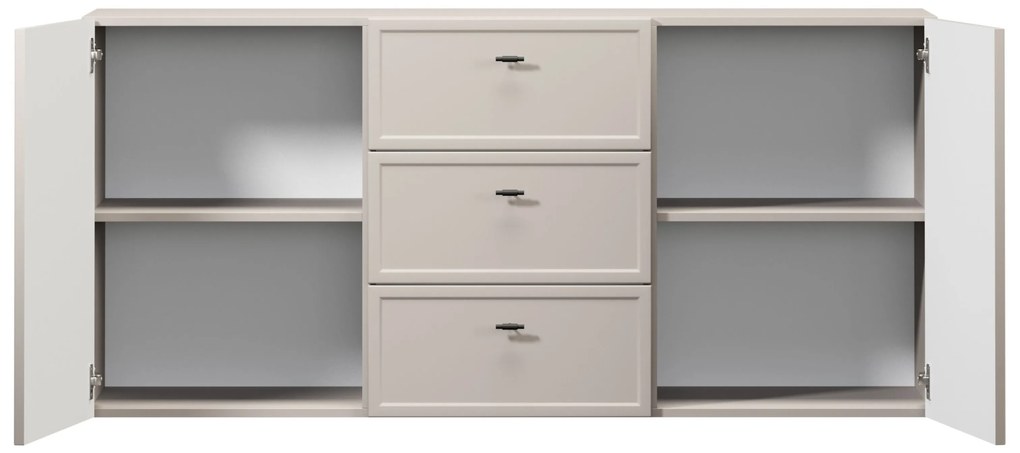 Závesná komoda Lorini 150 cm - kašmírová / čierne úchytky T
