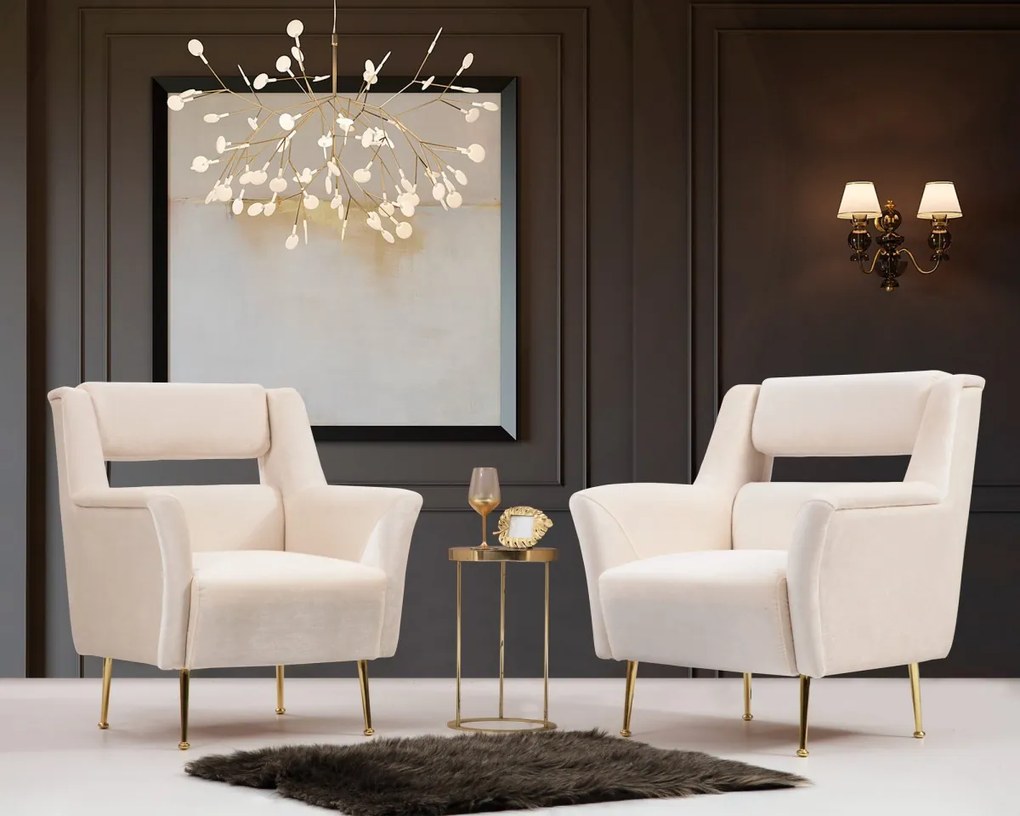 Křeslo Mira krémové/zlaté