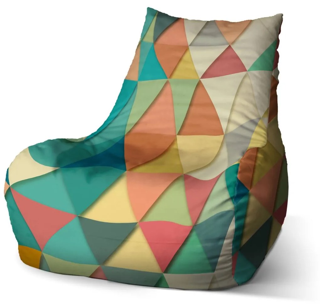 Sablio Sedací vak Bean Trojuholníky - 100 x 90 x 45 cm