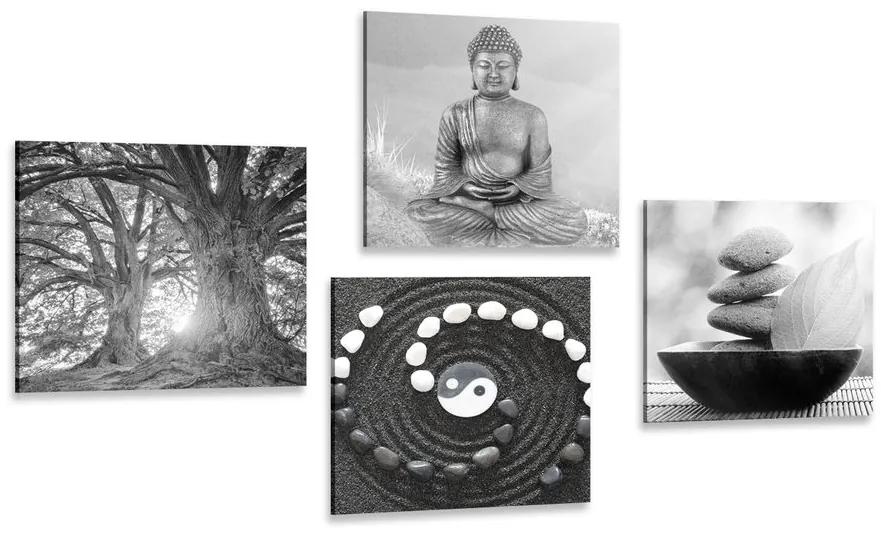 Set obrazov Feng Shui v čiernobielom štýle Varianta: 4x 40x40