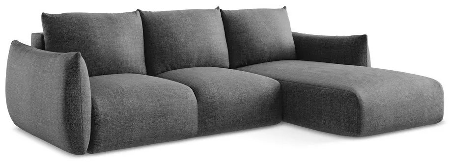 Tmavosivá rozkladacia rohová pohovka (pravý roh/s leňoškou) Leila – Makamii