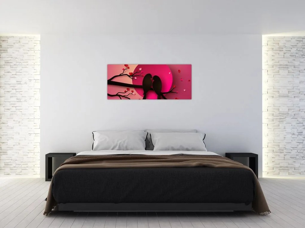 Obraz - Zamilované vtáčiky (120x50 cm)