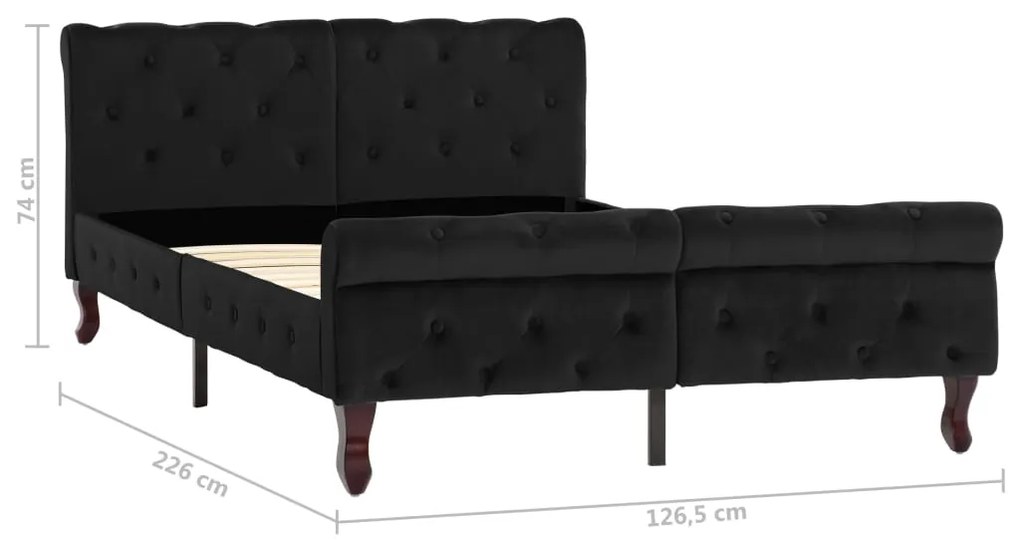 Posteľný rám, čierny, zamat 120x200 cm