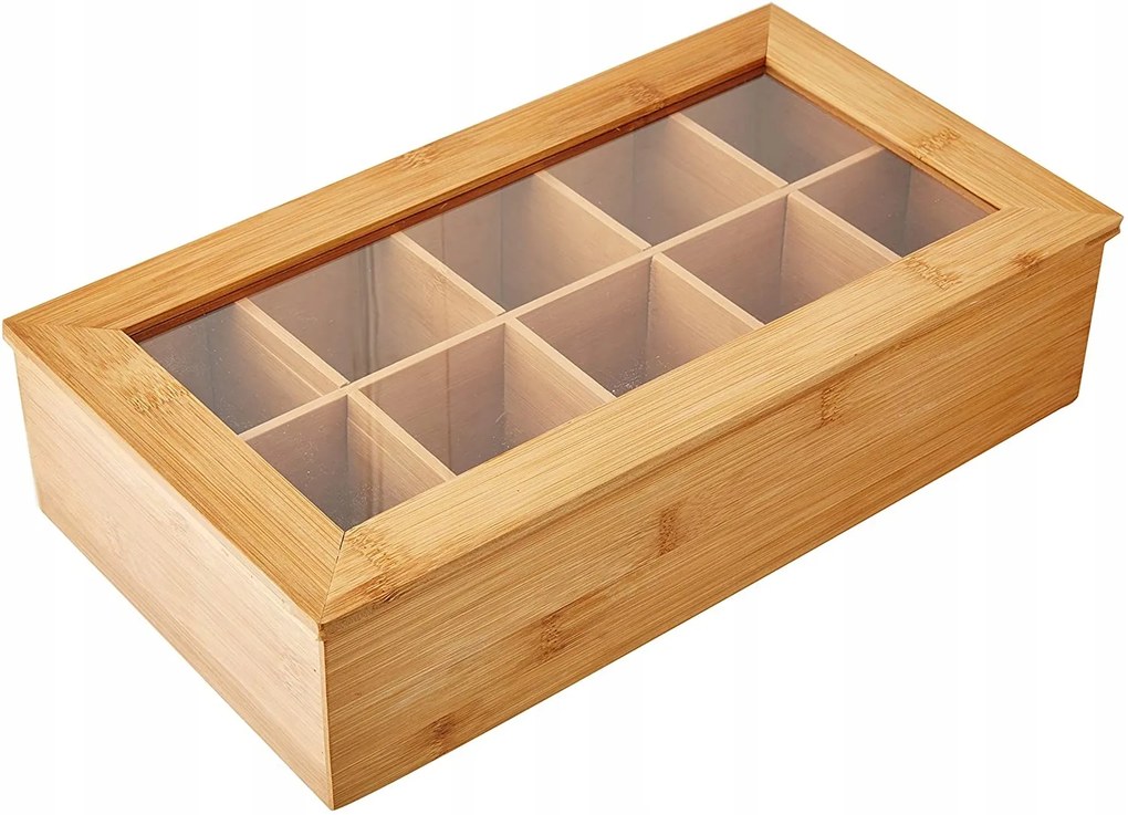 Kesper Krabička na čaje, organizér s 10 přihrádkami, bambus