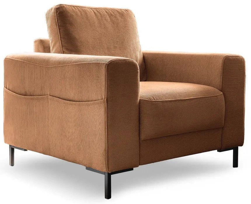 Oranžovohnedé menčestrové kreslo Lofty Lilly – Miuform