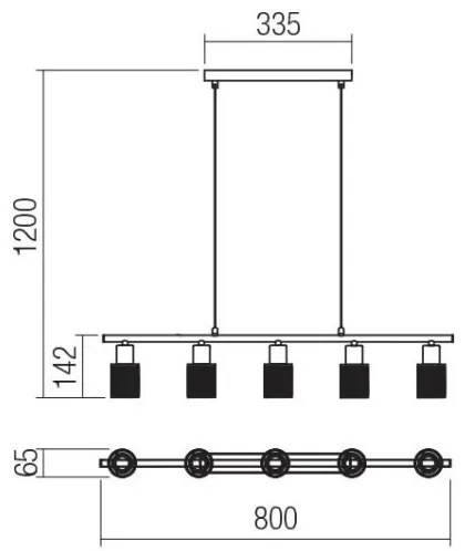 Redo 04-509 - Luster na lanku VERTIGO 5xE14/28W/230V lesklý chróm/biela