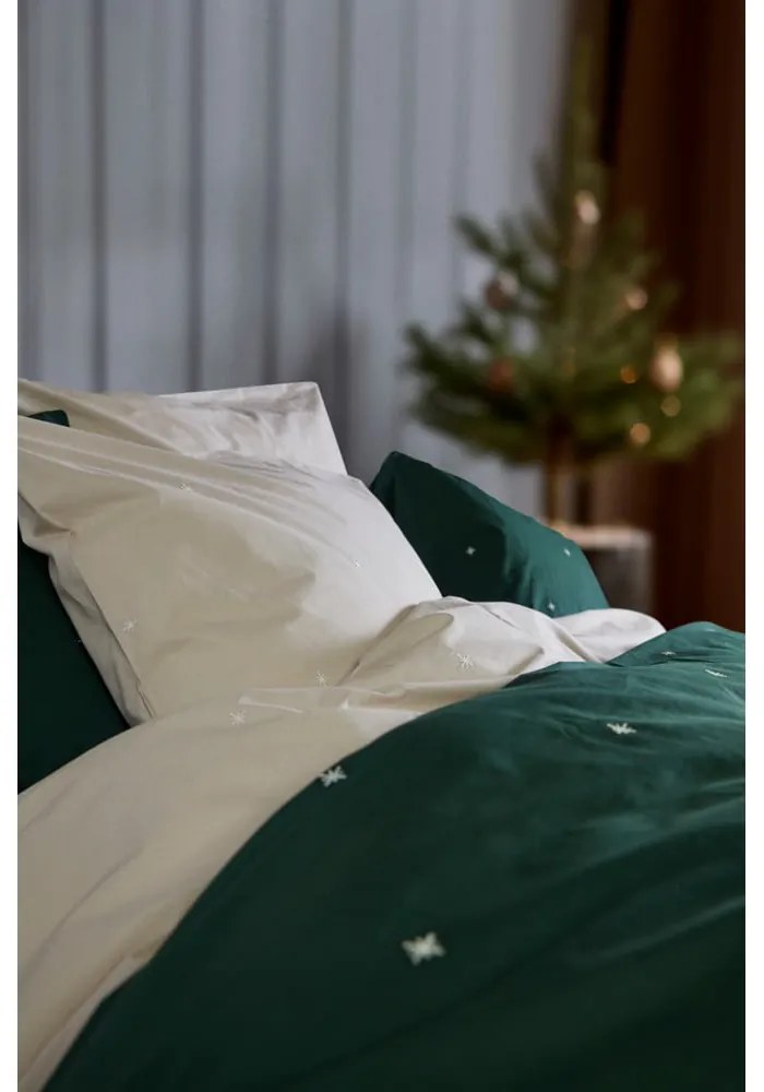 Béžové obliečky na jednolôžko z bavlneného perkálu 140x200 cm Christmas Fable – JUNA