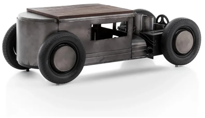 furniture-nabytek.cz - Masívny konferenčný stolík Car z mangového dreva a kovu, lakovaný, čierny – 160×65×50 cm