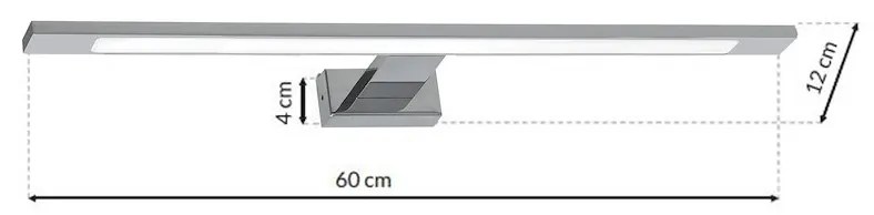 EUlight Nástenné LED svietidlo Shine, 1x LED 12w, 4000k, (60 cm), ch