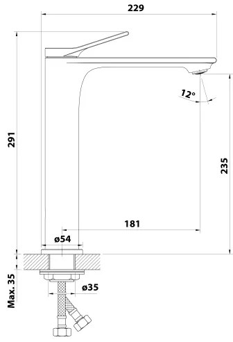 Aqualine - Umyvadlová batéria BOLERO 29 cm lesklý chróm