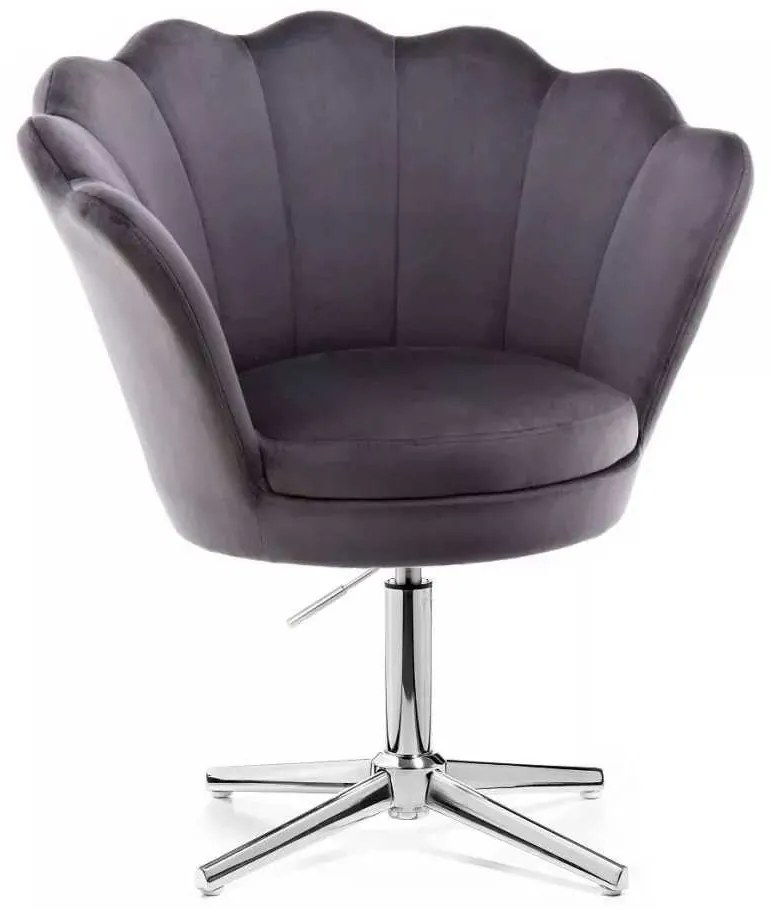 LuxuryForm DESIGN Kreslo FREY VELUR na striebornom kríži - tmavo šedé