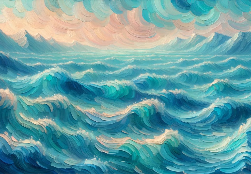 Fototapeta - Maľované more vĺn (147x102 cm)