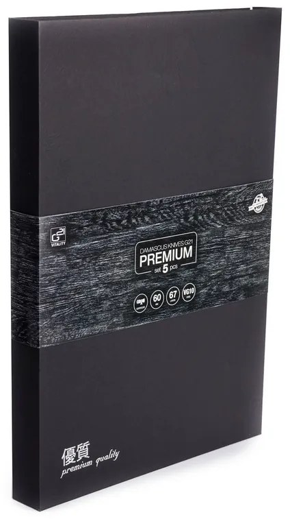 Sada nožov G21 Damascus Premium v bambusovom bloku 5 ks + brúsny kameň 6002299