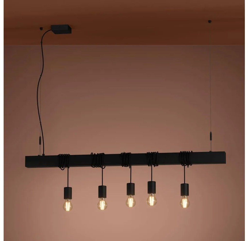 Eglo 39937 - Luster na lanku TOWNSHEND-B 5xE27/40W/230V čierna