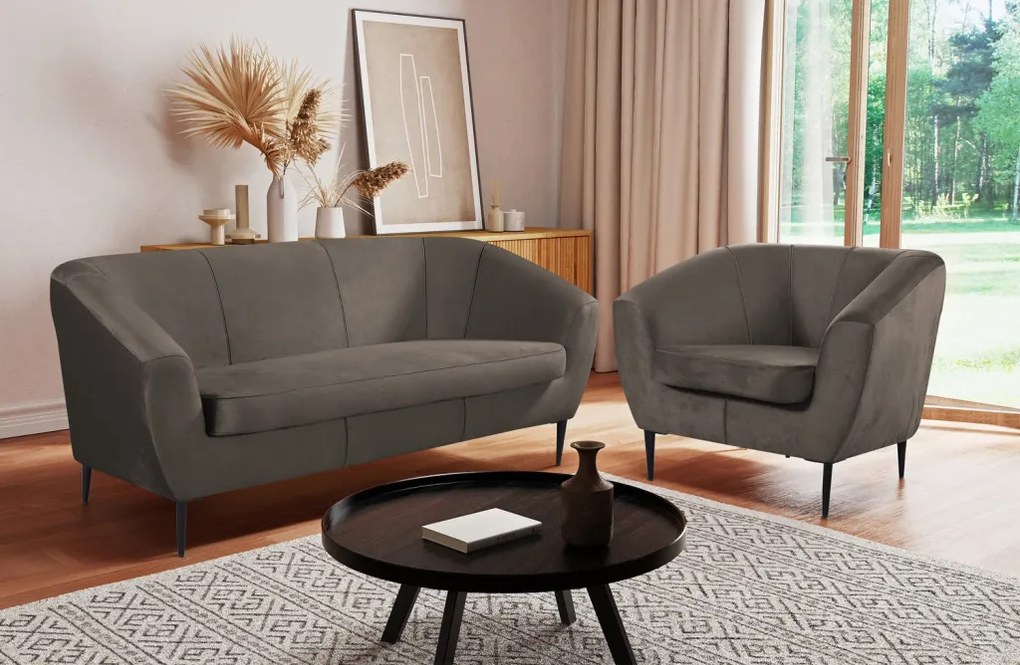 Trojmiestna pohovka Olivio, blatovo hnedá zamatová tkanina