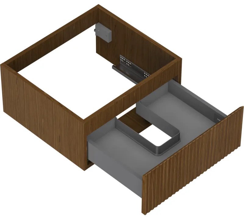 Mexen Rivel, kúpeľňová skrinka 50 cm, 1 zásuvka, drážkovaná, orech, 91A20-05023-1-BF86