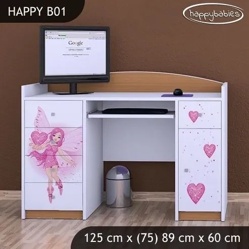 Detský písací stôl VÍLA A SRDIEČKO - TYP 1