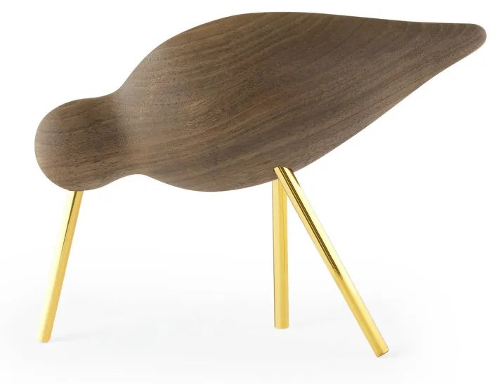 Normann Copenhagen Drevený vtáčik Shorebird Medium, walnut / brass