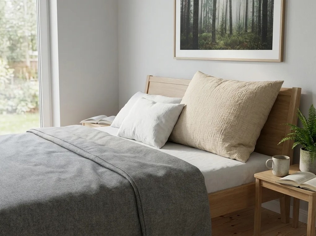 Mušelínová obliečka na vankúš MUSSARI 70x90 cm, svetlobéžová