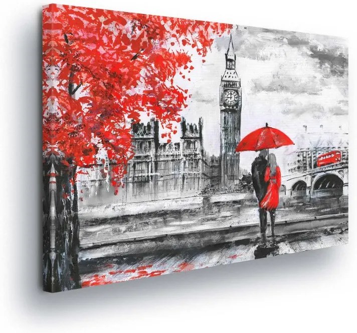 GLIX Obraz na plátne - Red-gray Big Ben 100x75 cm