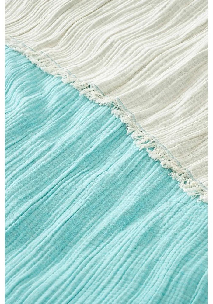 Tyrkysový mušelínový pléd 170x250 cm Muslin – Mijolnir