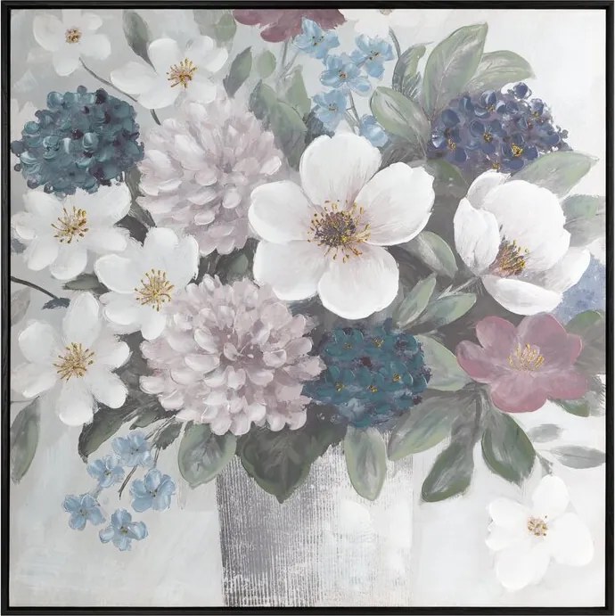 Dekorstudio Ručne maľovaný obraz na plátne s rámom 2 - kvety vo váze 80 x 80 cm