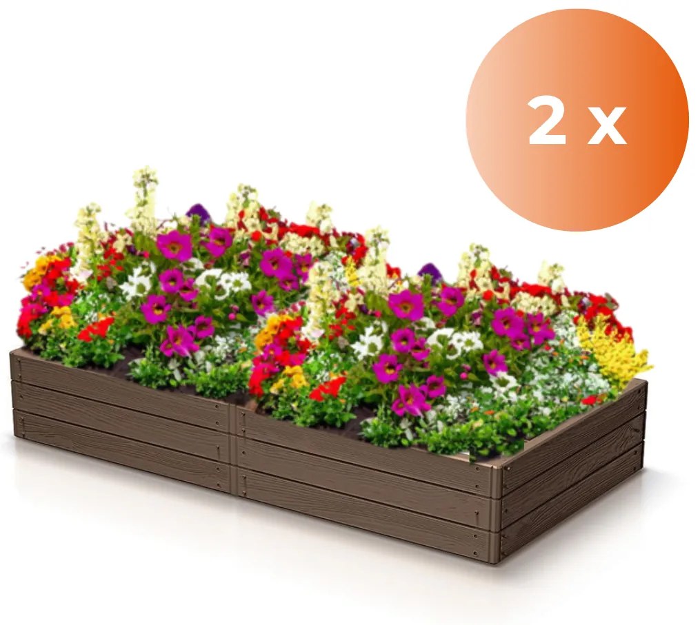 Prosperplast Vyvýšený záhon WOODY, 2ks, 149x75,6x25cm, hnedá