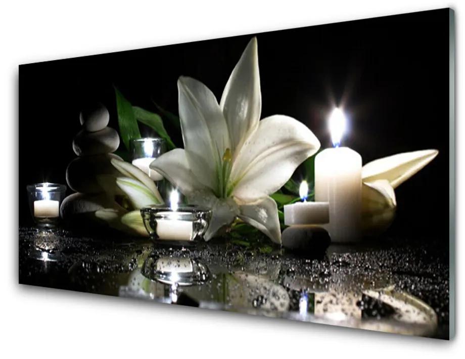 Obraz plexi Ľalia sviečky kamene kúpele 100x50cm