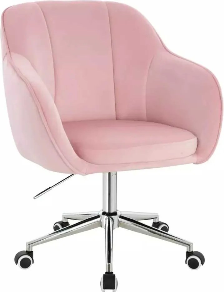 LuxuryForm DESIGN Stolička AVOLA VELUR na striebornej podstave s kolieskami - svetlo ružová