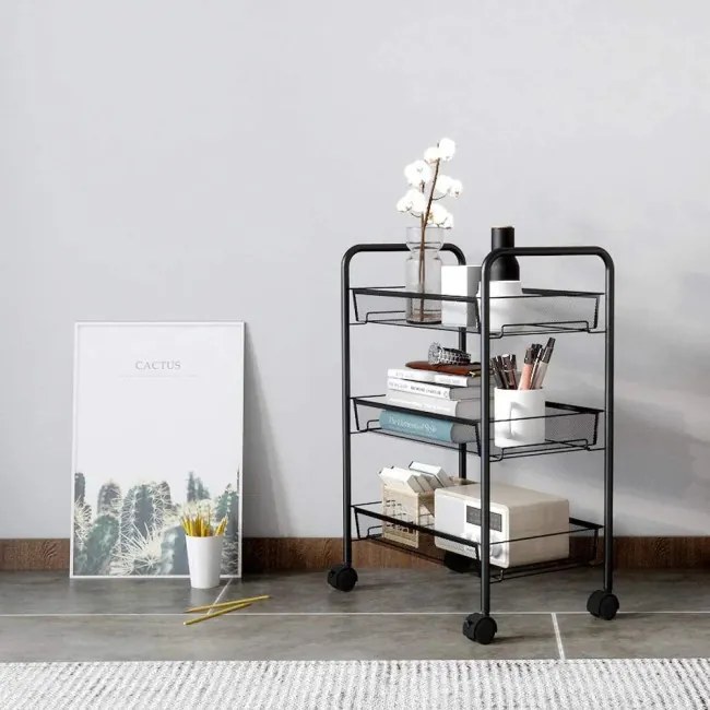 Pojazdný regál HALSEN čierny