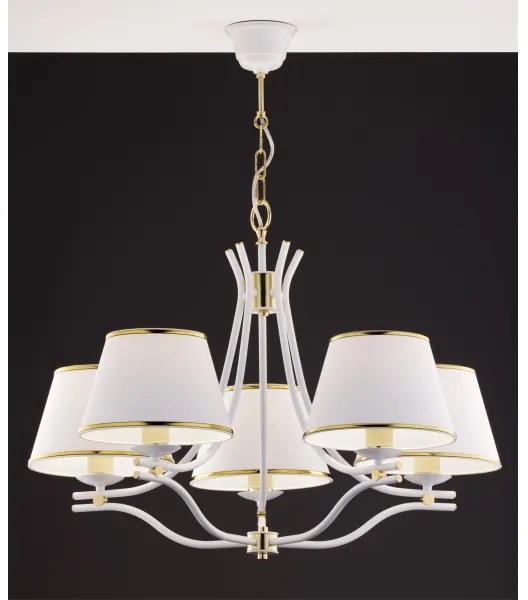 Jupiter 2084 - Závesný luster SAMBA na reťazi 5xE27/15W/230V biela/zlatá