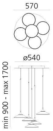 Artemide 0355030A - LED Stm. luster na lanku ORSA CLUSTER LED/37W/230V 3000K