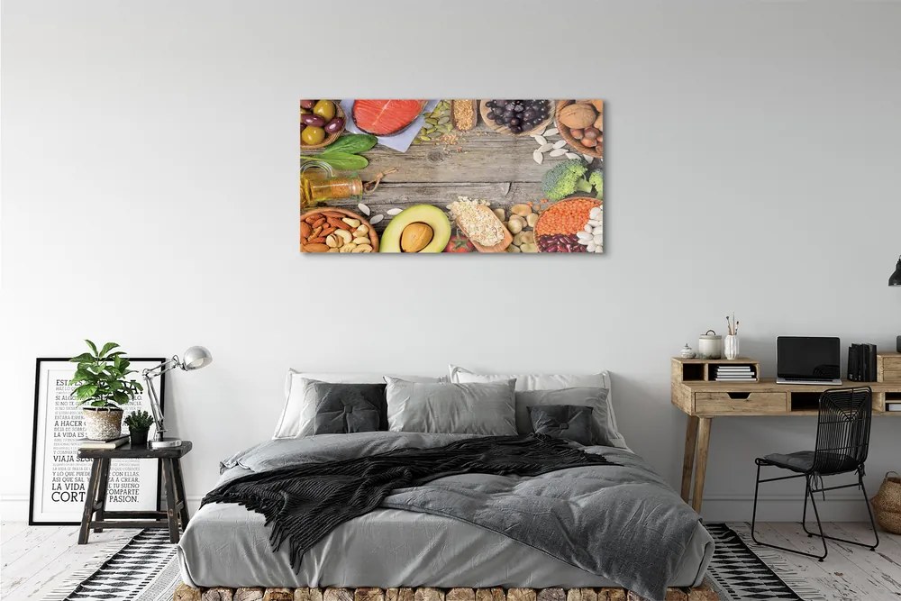 Obraz plexi Fazuľa brokolica avokádo orechy 125x50 cm