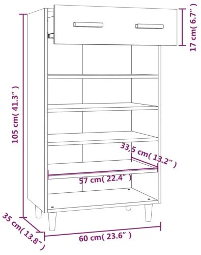 vidaXL Botník betónovo sivý 60x35x105 cm spracované drevo-
