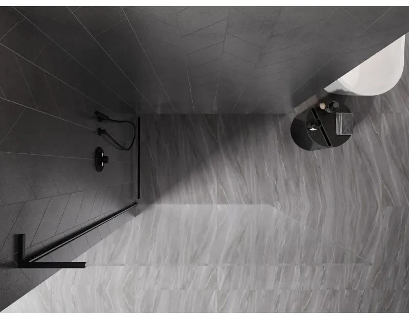 Mexen Kioto-X, L sprchová zástena 120 x 200 cm, 10mm číre sklo, čierny profil, 800-120-107-70-00-X