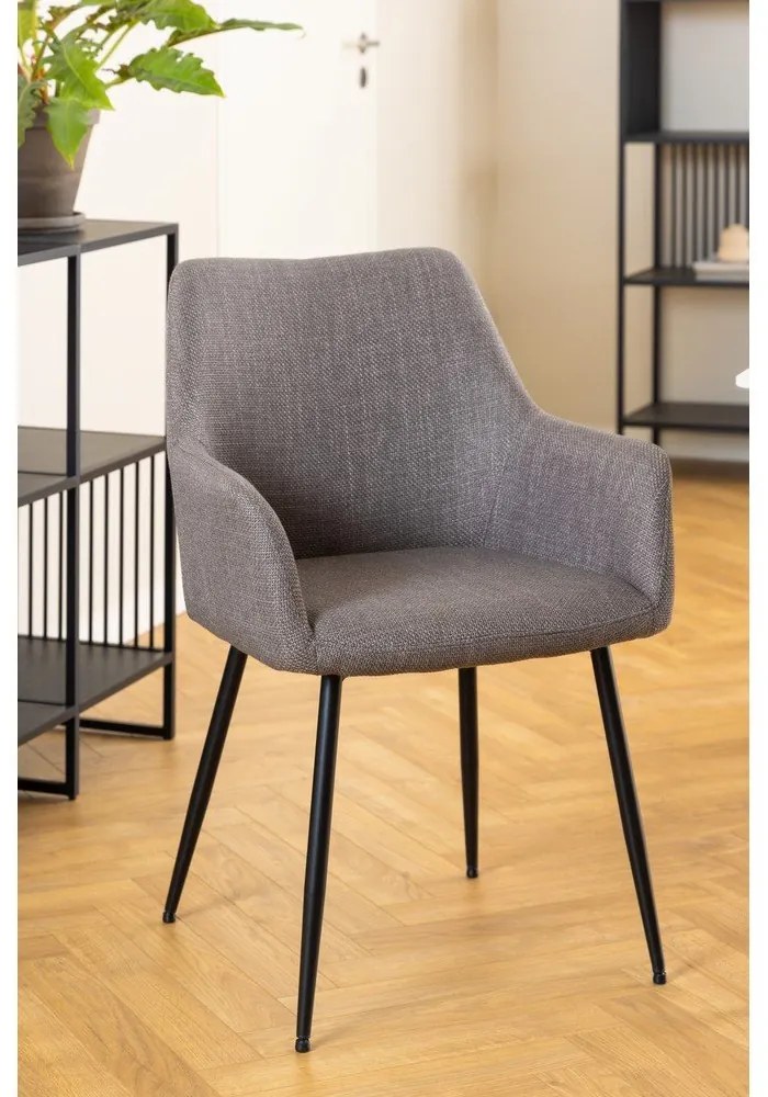 Svetlosivé čalúnené jedálenské kreslá v súprave s podrúčkami 2 ks Lizzy – Actona