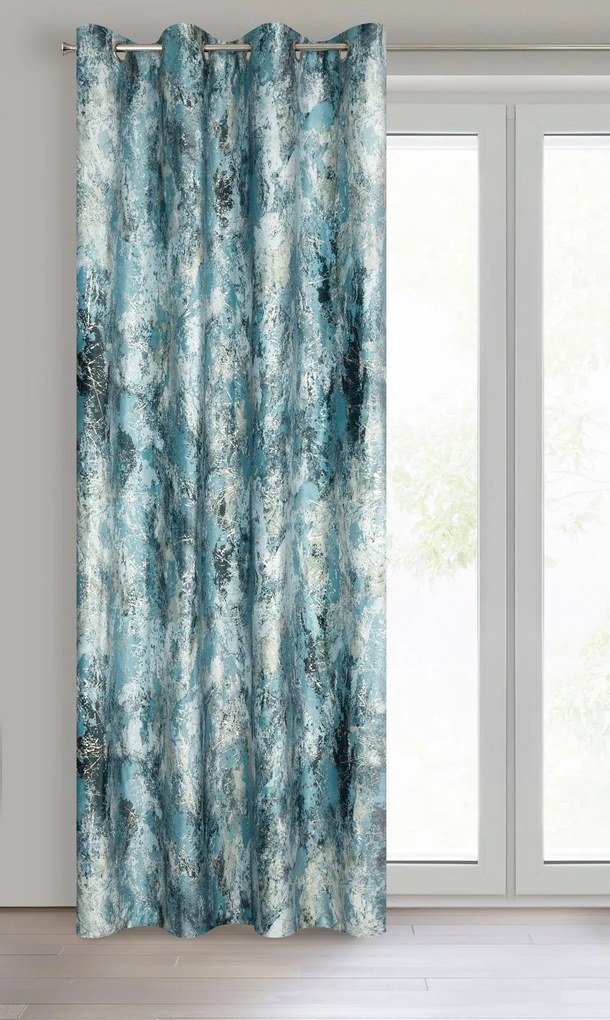 ZATEMŇOVACÍ ZÁVES NA KRÚŽKOCH MALIA 140X250 CM TYRKYSOVÁ