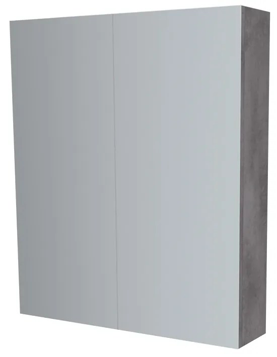 Mereo, Mereo Kúpeľňová zrkadlová skrinka 60 cm, galerka, 2 x dvierka, Multidecor, Betón tmavosivý, MER-CN798G62BET2