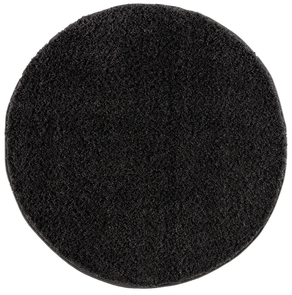 Dekorstudio Jednofarebný okrúhly koberec PULPY antracitový Priemer koberca: 160cm