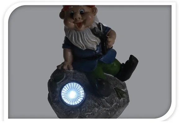 Záhradný LED trpaslík s červenou čiapkou 22 cm