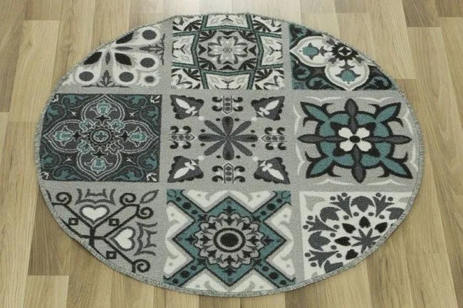 Protišmykový koberec Patchwork tyrkysový